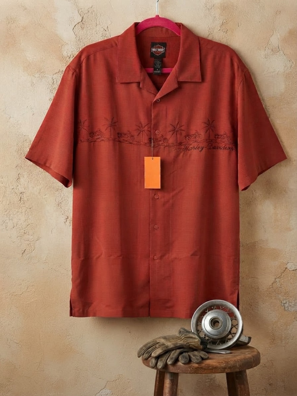 Harley-Davidson Rust Short-Sleeve Button-Down Shirt